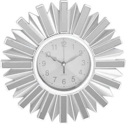 H&S Decoration Zegar Ścienny Srebrny Glamour Słońce Do Salonu (8370002801)