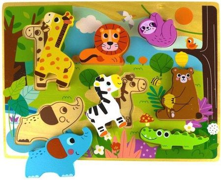 Tooky Toy Drewniane Puzzle Zwierzątka W Lesie Dopasuj Kształty