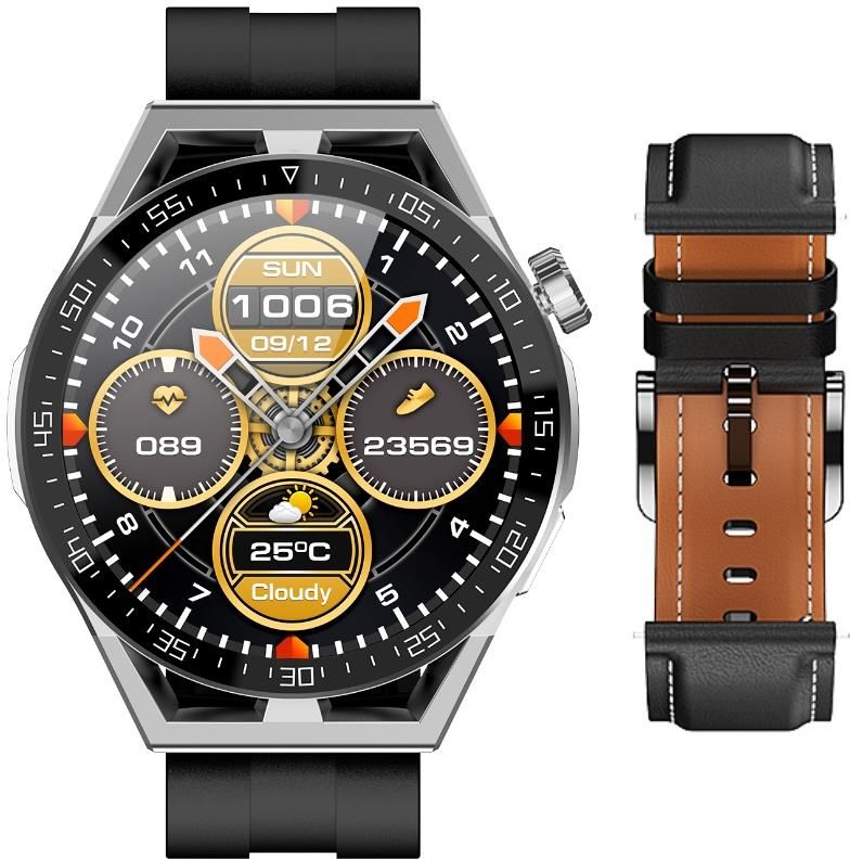 Moretti Smartwatch Rubicon Rnce88 Srebrny Czarny Silikon I - zdjęcie 1 Moretti Smartwatch Rubicon Rnce88 Srebrny Czarny Silikon I
