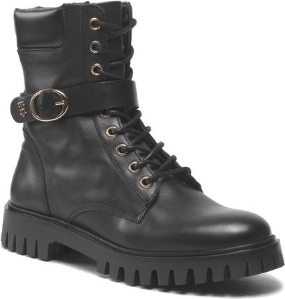 Tommy Hilfiger Trapery Buckle Lace Up Boot FW0FW06734 Czarny