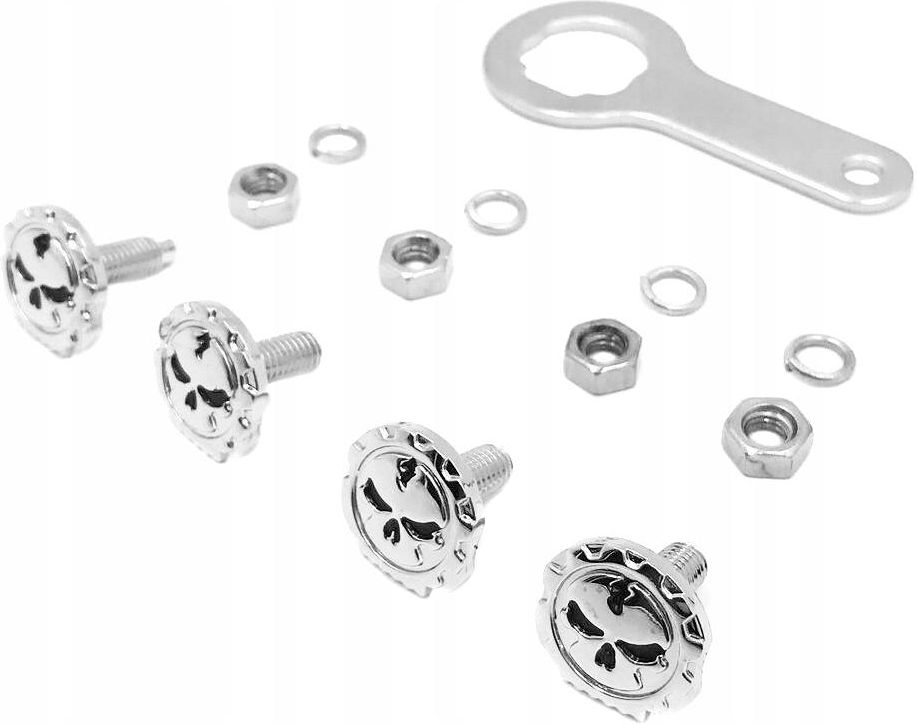 Motolp Śruby Śrubki Tablicy Ozdobne Chrom Czaszka Metal