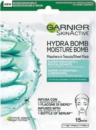 Garnier SkinActive Maska na tkaninie z kwasem hialuronowym i aloesem 28 g
