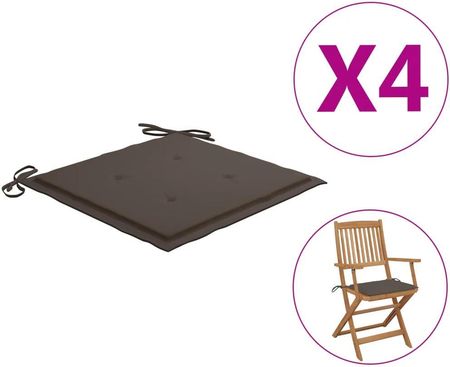 Vidaxl Poduszki Na Krzesła Ogrodowe 4 Szt. Taupe 40 X 40 X 3 Cm 47595
