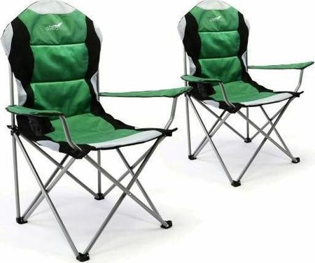 Zestaw 2szt. Składanych Krzeseł Kempingowych, Wędkarskich Divero Deluxe - Zielone/Czarne