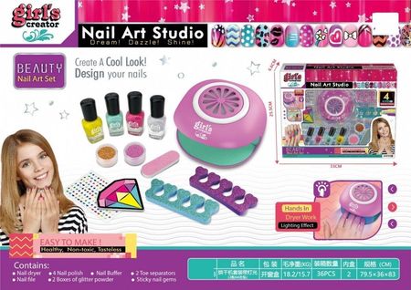 Ramiz Zestaw Do Stylizacji I Zdobienia Paznokci Dla Dziewczynki 12 El. Kreatywny Salon Manicure