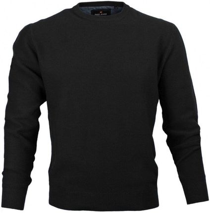Sweter Bawełniany Czarny Drobny Tłoczony Wzór Okrągły Dekolt U Neck Męski Pako Jeans Swpjnsgalantcz