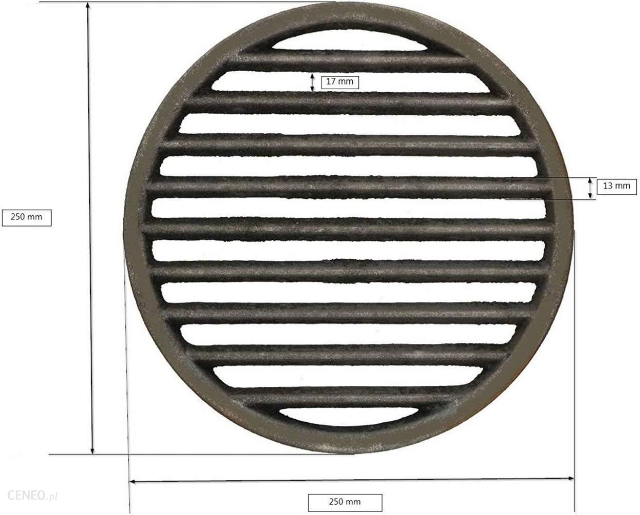 ruszt żeliwny okrągły do pieca pieców piecowy 250 mm