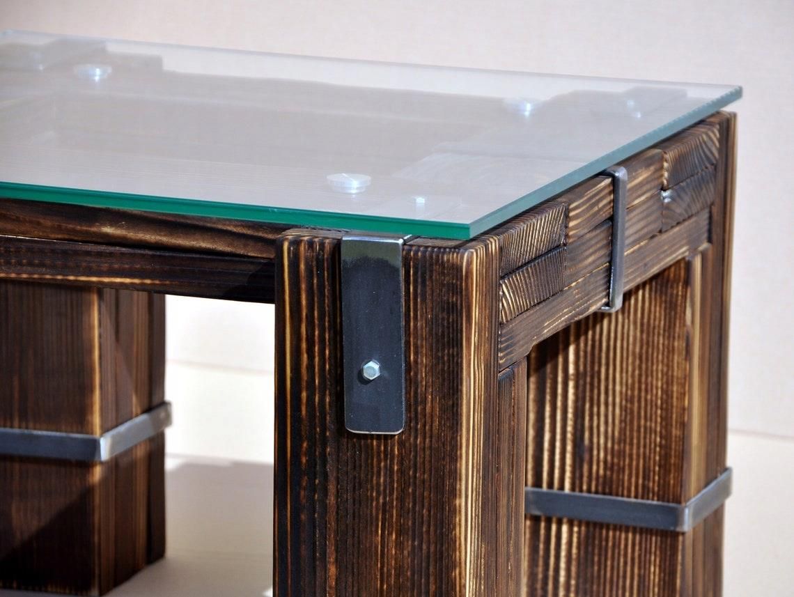 Mesa De Café Roble Negro 68 X 38 X 50 Cm Madera Contrachapada