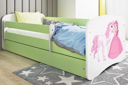 Łóżko 160X80Cm Babydreams Grafika Księżniczka I Konik Kolor Biało Zielony