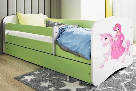 Łóżko 160X80Cm Babydreams Grafika Księżniczka Na Koniku, Kolor Biało Zielony