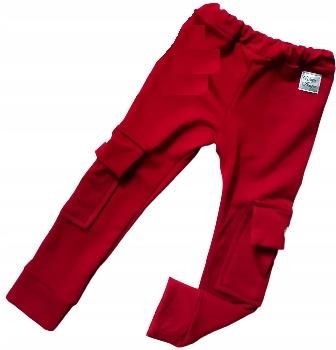 Spodnie bojówki czerwone rozmiar 104