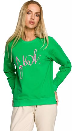 Klasyczna bluza damska z modnym haftem (Zielony, XL)