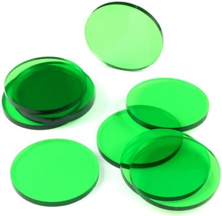 Crafters Podstawki akrylowe Transparentne Okrągłe 50 x 3 mm - Zielone (10)