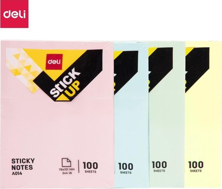 Deli Notes Samoprzylepny 76Mm*101Mm 100 Kartek Mix Kolorów (A01403)