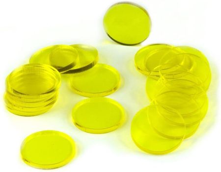 Crafters Podstawki akrylowe Transparentne Okrągłe 25 x 3 mm - Żółte (20)