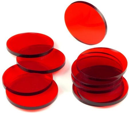 Crafters Podstawki akrylowe Transparentne Okrągłe 50 x 3 mm  - Czerwone (10)