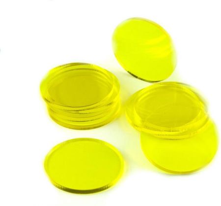 Crafters Podstawki akrylowe Transparentne Okrągłe 50 x 3 mm -  Żółte (10)