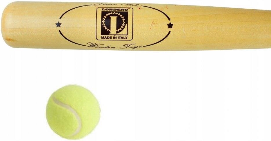 Londero Drewniany Kij Baseballowy 75 Cm Z Piłką Do Tenisa (L55760)