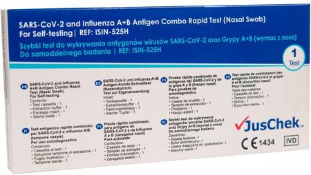 Szybki Test Antygenowy JusChek na SARS-CoV-2 COVID-19 + Grypa A/B, 1 sztuka