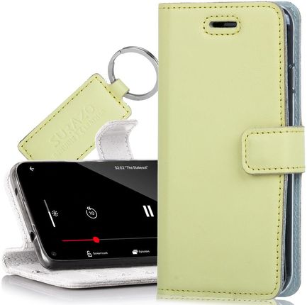 Etui na telefon Surazo ze skóry naturalnej RFID Wallet case - Pastel Cytrynowy (52850-336)