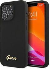 Etui Guess GUHMP13XLSLMGBK Apple iPhone 13 Pro Max black/czarny hardcase Silicone Script Gold Logo (17007)