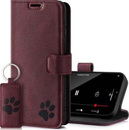 Skórzane etui na telefon RFID Wallet case - Burgund - Łapa czarna - TPU Czarne Xiaomi Mi 10T Pro 5G / Mi 10T 5G (11833577)