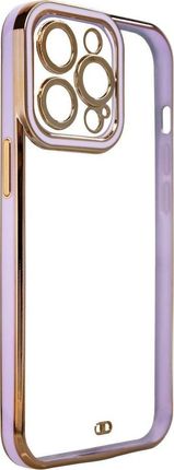 Fashion Case etui do iPhone 12 Pro Max żelowy pokrowiec ze złotą ramką fioletowy (11835279)