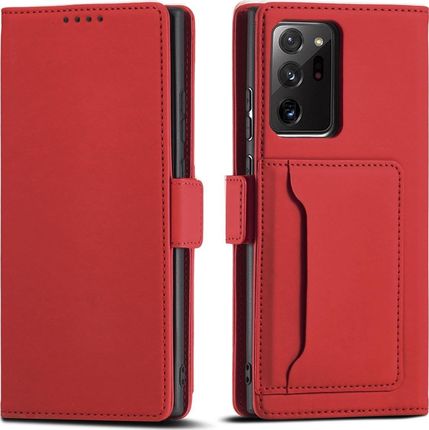 Magnet Card Case etui do Samsung Galaxy S22 Ultra pokrowiec portfel na karty kartę podstawka czerwony (11542337)