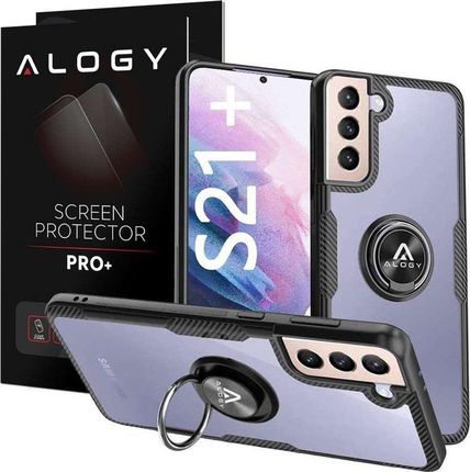 Etui Alogy Ring Holder Clear Armor do Samsung Galaxy S21 Plus czarne + Szkło (11538833)
