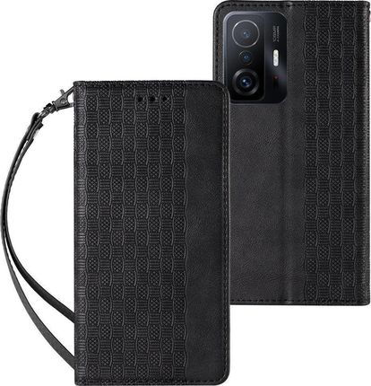 Magnet Strap Case etui do Xiaomi Redmi Note 11 pokrowiec portfel + mini smycz zawieszka czarny (11255723)
