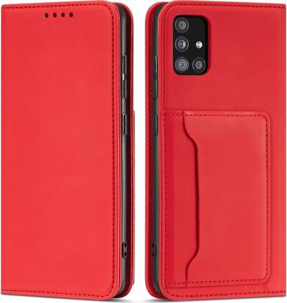 Magnet Card Case etui do Samsung Galaxy A52 5G pokrowiec portfel na karty kartę podstawka czerwony (11542318)