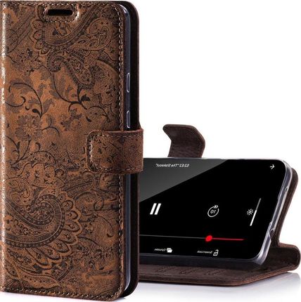 Skórzane etui na telefon Wallet case - Ornament Brązowy Realme 8 Pro / 8 4G (11832344)