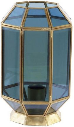 Dkd Home Decor Lampa stołowa Szkło Niebieski Złoty 220 V Mosiądz 50 W Nowoczesny (18 19 29 cm) 