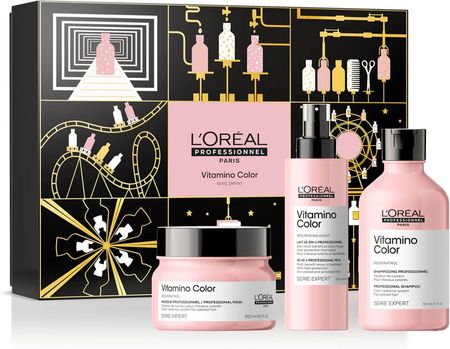 L’Oreal Professionnel Vitamino Color zestaw prezentowy do włosów farbowanych | szampon 300ml, maska 250ml, spray 190ml