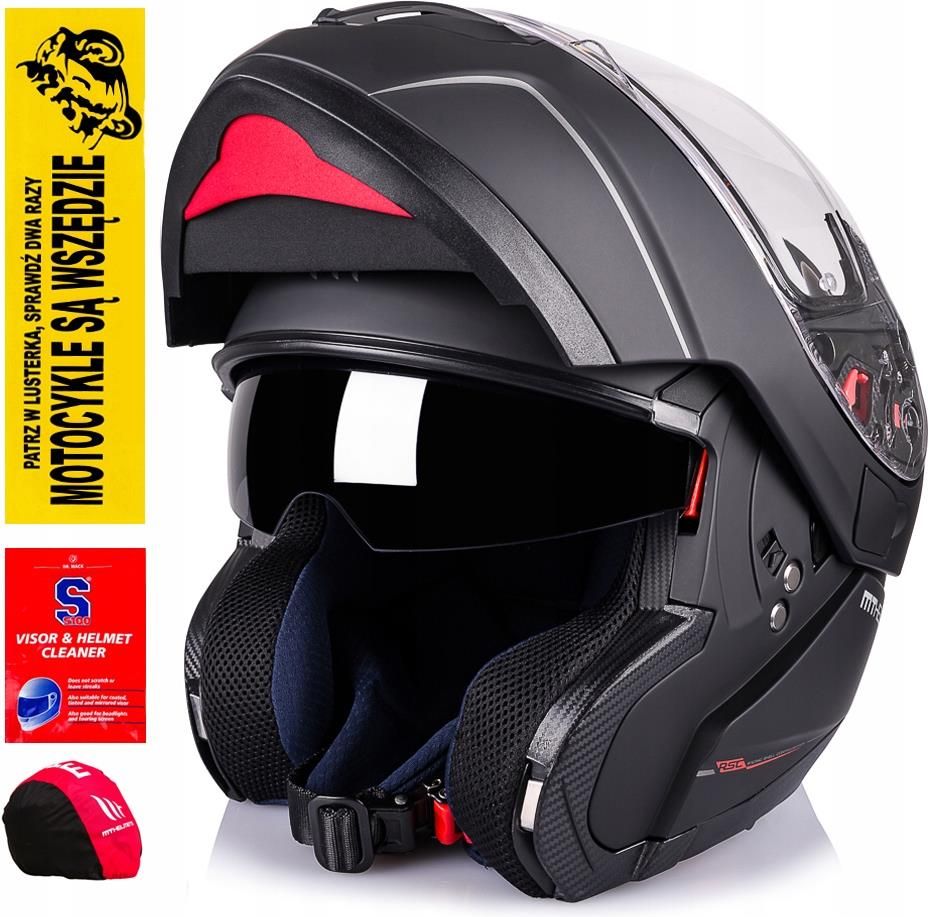 Kask motocyklowy Mt Kask Moto Szczękowy Helmets Atom Black Matt