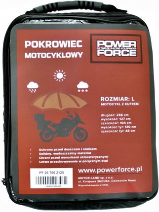 Power Force Pokrowiec Wodoodporny Motocykl Kufer L