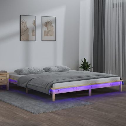 vidaXL Rama Łóżka Z Led 120X190 Cm Podwójna Lite Drewno 820641