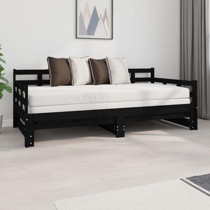 vidaXL Łóżko Rozsuwane Czarne Lite Drewno Sosnowe 2X 90X190 Cm 820386
