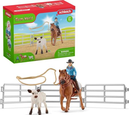 Schleich Farm World Team Roping With Cowgirl Play Figure