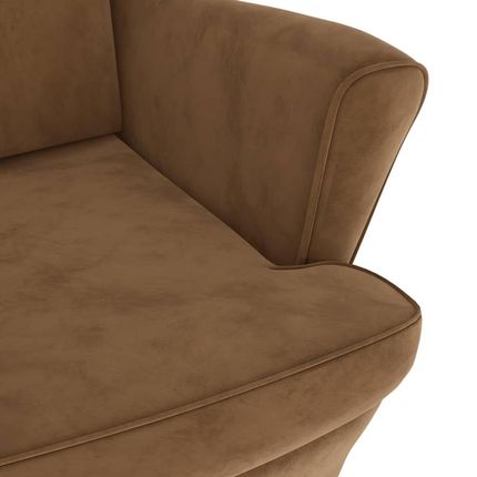 Vidaxl Fotel Uszak Z Podnóżkiem Brązowy Tapicerowany Aksamitem 523607 - zdjęcie 2