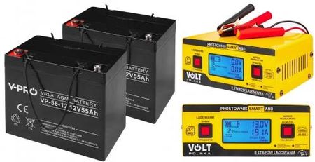 Volt VPRO VRLA AGM 12V 55Ah + prostownik 6PRA12A824 A80 2Szt