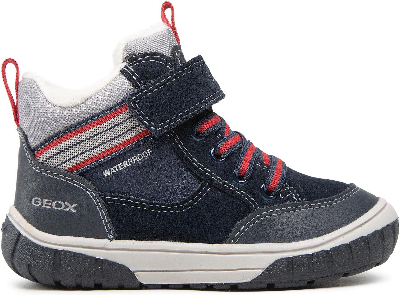 Geox Bébé Garçon B Omar Boy WPF Chaussures Bateau à Cheville, DK Grey Red, 20 EU