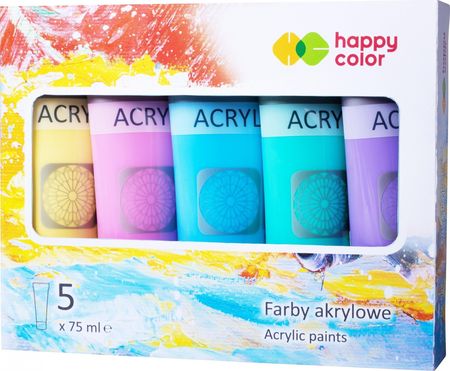 Happy Color Zestaw Farb Akrylowych 5 Szt X 75Ml Mix Pastel