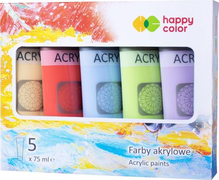 Happy Color Zestaw Farb Akrylowych 5 Szt X 75Ml Mix B