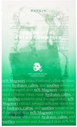 AxisY Axisy 61% Mugwort Green Vital Energy Complex Sheet Mask Witalizująca Maska Do Twarzy W Płachcie