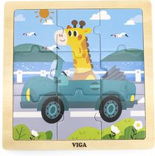 Zdjęcie Viga Toys Poręczne Drewniane Puzzle Żyrafa W Aucie 9 Elementów - Przecław