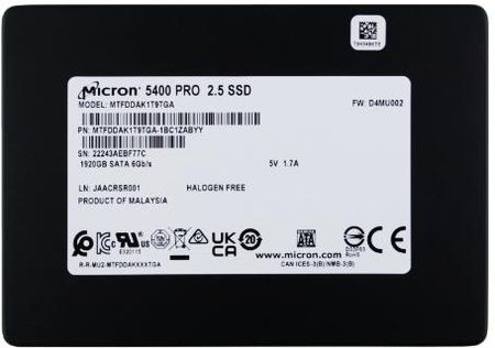 Dysk SSD Micron 5400 PRO 1.92TB 2.5'' SATA (MTFDDAK1T9TGA