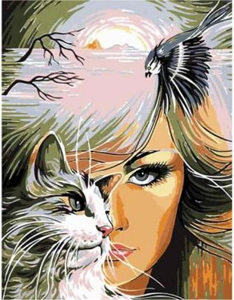Norimpex Obraz Malowanie Po Numerach Kobieta Z Kotem (GXP841966)