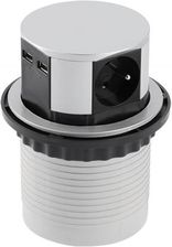 Zdjęcie Gtv Gniazdo Meblowe Biurkowe Wpuszczane Comfort 100mm 3x Z Uziemieniem + 2x Usb Aluminium AEBPW3U100U53 - Skoczów