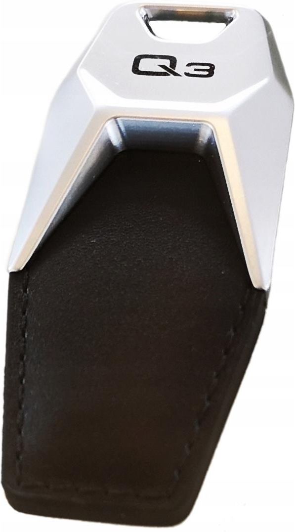 Porte-Clés Audi A1 Cuir Et Métal - Breloque Officielle Audi Collection | Noir/Argent 7.5cm